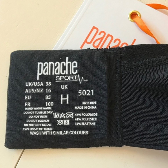 NWT PANACHE BLACK UNDERWIRE V-NECK UNLINED SPORTS BRA - Picture 9 of 12